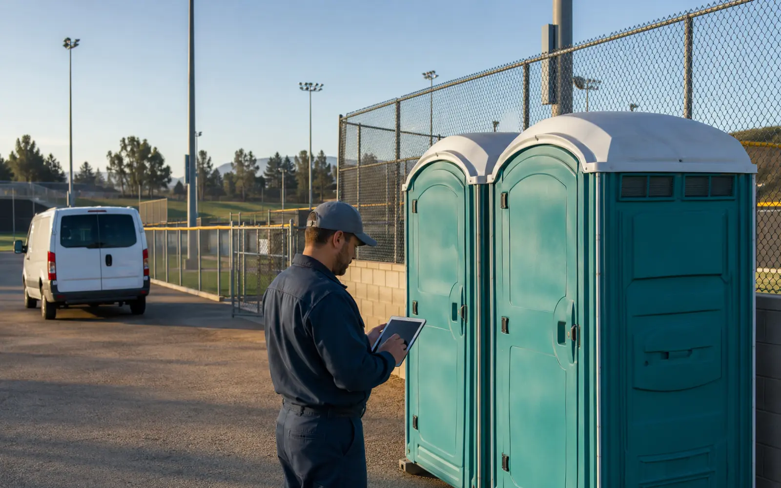 Portable restroom delivery and service-access planning example for Lakewood, Washington