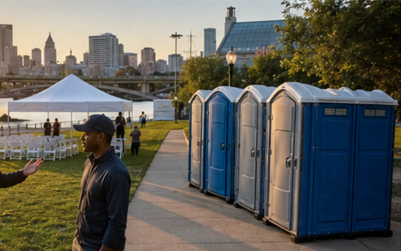 Portable restroom planning scene for customers in Tacoma, Washington